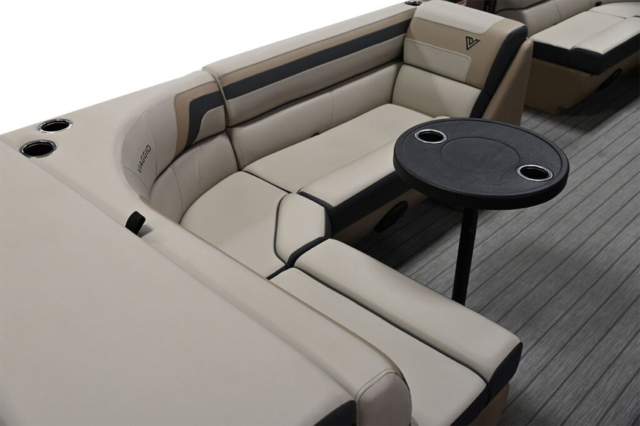 C-Shaped Lounger Seating on a Lago C Model | Viaggio Pontoon Boats