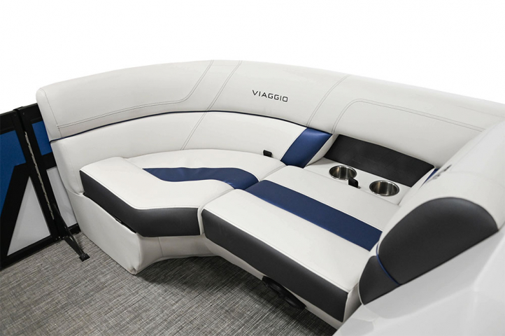 Lounger Seat on a Diamante U Pontoon Boat | Viaggio Pontoon Boats
